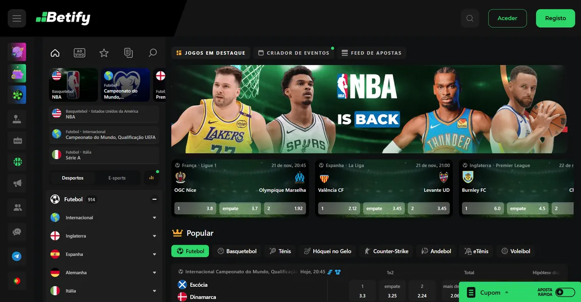 Bónus para apostas desportivas na Betify PT